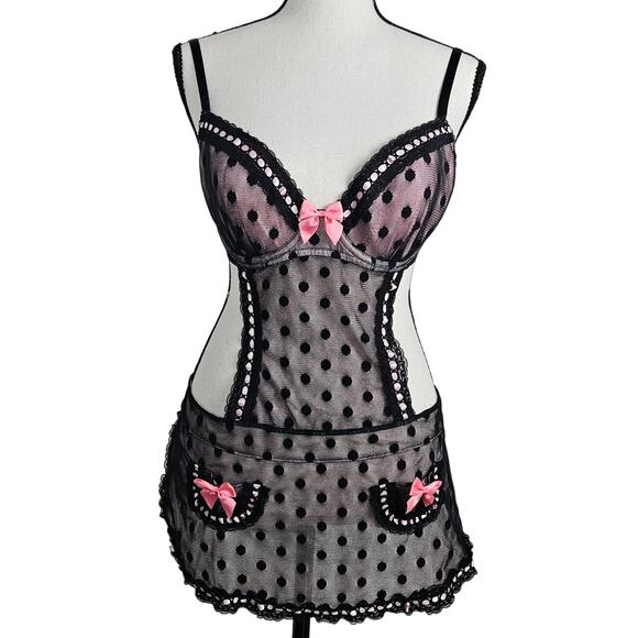 Victoria's Secret Sexy Little Things Pink French Maid Apron Baby Doll Sz 34D NWT - Picture 1 of 8